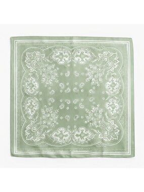 Sage Green Satin Paisley Scarf Bandana 26x26 Western Cowgirl Wild Rag